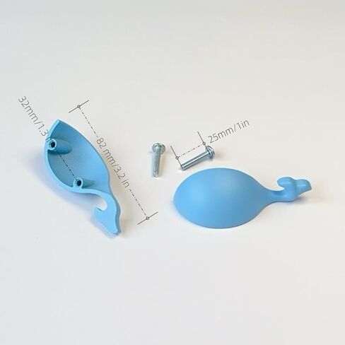 2pack, whale shape dresser handles for kids, zinc finger pulls for nusery room (Blue) in Saudi Arabia