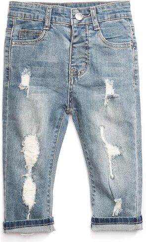 Baby Ripped Jeans Boys Girls, Ripped Jeans Babies, Toddler Distressed, Rip, Destroyed, Damage Denim in Saudi Arabia