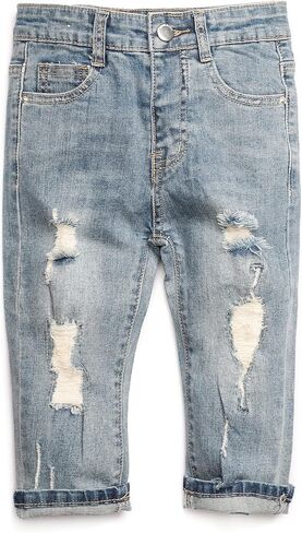 Baby Ripped Jeans Boys Girls, Ripped Jeans Babies, Toddler Distressed, Rip, Destroyed, Damage Denim in Saudi Arabia
