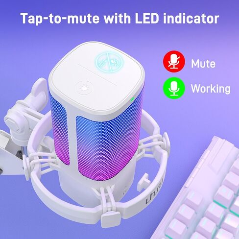 UHURU Gaming USB Microphone for PC, Computer Mic with Controllable RGB for PS4/5 Gamers, Podcast Mic with Boom Arm, Noise Cancellation, Mute Button, Gain Knob for Streaming Discord Twitch-UM2S in Saudi Arabia