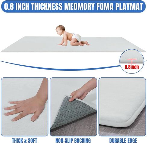 HOMBYS 108"X72" Extra Thick Cushioned Play Mat to Play on Floor, Memory Foam Baby Play Carpet Mat with Non-Slip Backing for Kids Toddler Crawling, Super Soft Velvet Playmat for Nusery, Grey in Saudi Arabia