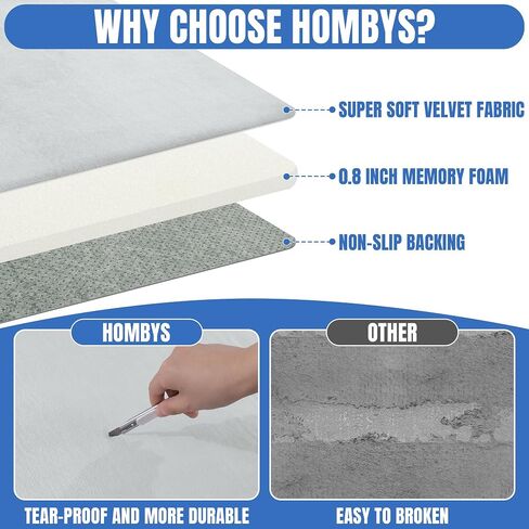 HOMBYS 108"X72" Extra Thick Cushioned Play Mat to Play on Floor, Memory Foam Baby Play Carpet Mat with Non-Slip Backing for Kids Toddler Crawling, Super Soft Velvet Playmat for Nusery, Grey in Saudi Arabia