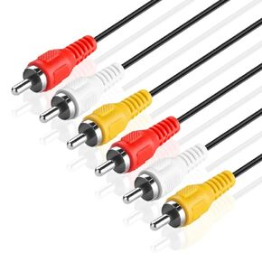 TNP 3 RCA AV Cable - 30 ft Audio Video RCA Cable - 3 RCA Cord Male to Male Connector - Dual Shielded Composite Video Cable Jack Plug for TV, VCR, DVD, Satellite, and Home Theater Receivers