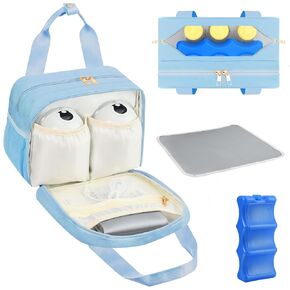 PIIOSER Breastmilk Cooler Bag with Ice Pack, Compatible with Wearable Breast Pumps & Accessories - Portable Pumps Carrying Case for Nursing & Working Moms, Blue