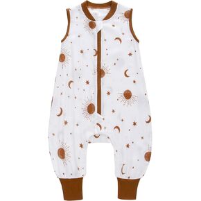 Baby Sleep Sack with Feet 3-12 Months Wearable Blanket Baby 2-Way Zipper TOG 0.5 Infant Sleeping Bag with Button, Comfy Lightweight Sleepsack, Brown