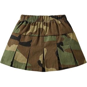 SOLY HUX Toddler Girl's High Waist Pleated Skirt Elastic Camo Skirts Summer Skater Skirts