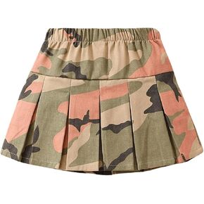 SOLY HUX Toddler Girl's High Waist Pleated Skirt Elastic Camo Skirts Summer Skater Skirts