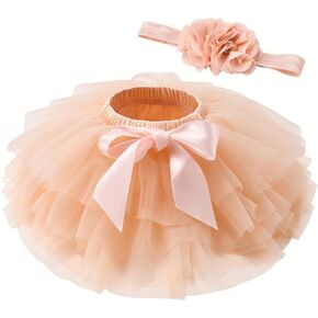Baby Girl Tutu Skirt with Headband Set Toddler Kids Girls Tutu Dress with Diaper Cover for Age 0-4 Years Old
