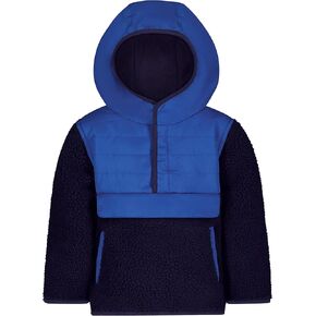LONDON FOG Baby Boy's Hooded Pull On Winter Coat, Soft Fleece and Puffer Jacket, Navy, 4