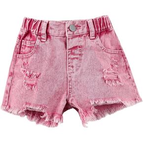 Floerns Toddler Girl's Distressed Frayed Hem Elastic Waist Ripped Denim Jeans Shorts