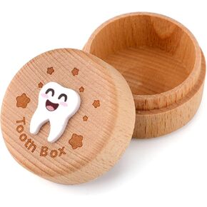 3D Carved Fairy Box, Wood Tooth Storage Box for Lost Teeth Container Cute Tooth Holder for Boys Girls Kids Birthday (Boys)