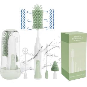 Electric Bottle Brush Cleaner, Silicone Bottle Brush, Rechargeable Electric Baby Bottle Brush, 2 Modes & 360° Rotation, Bottle Cleaning Set for Travel