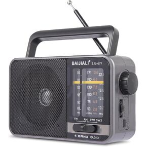 Portable Radio AM FM, Transistor Radio AM FM Radio Portable with Loud Speaker, Small Radio Battery Powered or DC USB, Suitable for Indoor, Outdoor and Emergency Use(BJL-671)