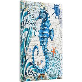 Nautical Turquoise Blue Ocean Beach Seahorse Starfish 1-Gang No Device Blank Wallplate Coral Coastal Compass Electrical Light Switch Decorative Receptacle Face Plate Cover for Unused Outlets/Switches