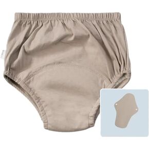 Reusable Washable Incontinence Pants,Leak-Proof Pants with Diaper Insert,Patient Care Pants,Anti-Side Leakage Diaper Pants for Adult, Elderly, Physiological Periods(Beige,L)