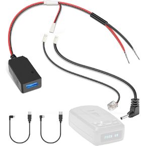 Radar Detector Power Cord Adapter,Universal Compatible with All Models,Dual DC Buck Converter 12V to 5V,RJ11 DC3.5 Radar Detectors Charger Cable, Built-in Hidden USB,Clean install,Plug & Play