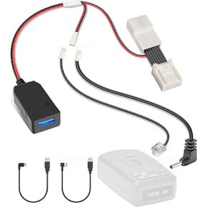 Radar Detector Power Cord Adapter,(14Pin Type-B)Compatible with Jeep Compass Wagoneer Dodge Ram with Auto Dimming Rearview Mirror,RJ11 DC3.5 Radar Detectors Charger Cable,Built-in Hidden USB