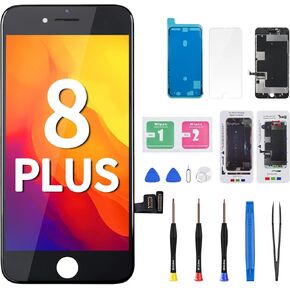 for iPhone 8 Plus Screen Replacement Black 5.5" Kit 8plus LCD Display 3D Touch Digitizer Full Assembly Magnetic Screws Pad Waterproof Adhesive Fix Front Glass Repair Tools A1864, A1897, A1898