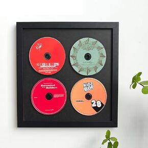 Wall record rack,Music album box,CD music box,CD case solid wood frame.Black Frame 13" x 13" Music Frame Display Case with for 4 5.5"x5.5" album cover sleeves or 1 12"x12" vinyl record