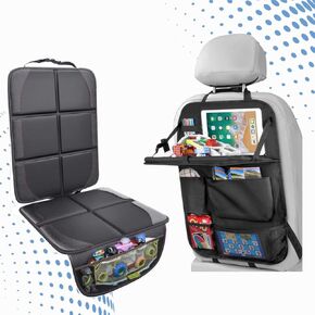 Car Seat Protector with Tablet Holder, Organizer and Back Seat Cover, Black