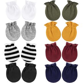 8 Pairs Baby Mittens Newborn No Scratch Cotton Gloves Baby Hand Mittens for Newborn Baby Boy Girl Infant 0-6 Months
