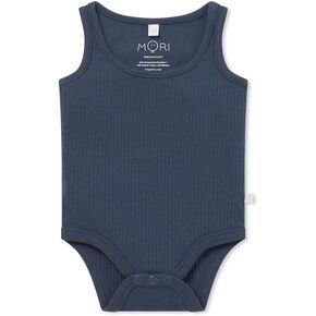 MORI Baby Premium Ribbed Sleeveless Bodysuit for Boys and Girls - Comfortable Breathable Unisex Top with Nickel Free Poppers