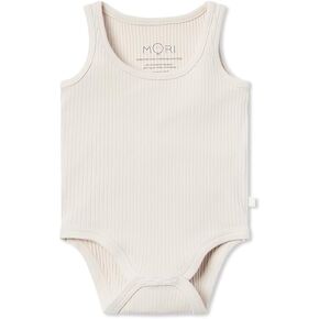 MORI Baby Premium Ribbed Sleeveless Bodysuit for Boys and Girls - Comfortable Breathable Unisex Top with Nickel Free Poppers in Kuwait