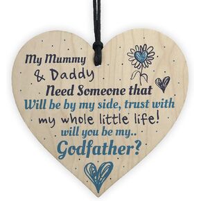Will You Be My Godfather Wooden Heart Plaque Goddaughter Godson Christening Asking Gifts For Him