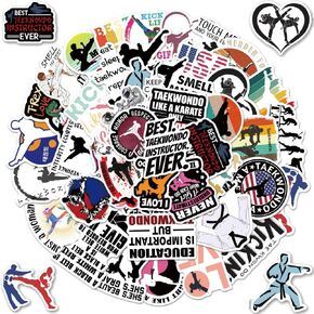 ملصقات التايكوندو، 50 قطعة من ملصقات الحماية الذاتية لحزام التايكوندو الأسود للفنون القتالية لأجهزة الكمبيوتر المحمول وزجاجة المياه وكأس الأمتعة وخوذة لوح التزلج وديكور لوازم الحفلات in Kuwait