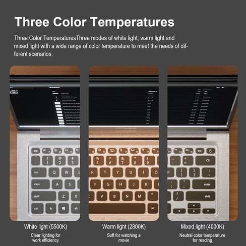 Portable Laptop Monitor Light Bar, E-Reading LED Task Lamp, 4 Color Temperature Settings, Stepless Dimming, No Glare on The Screen, Eye Care, Space Saving, for Office/Travel/Home in Saudi Arabia