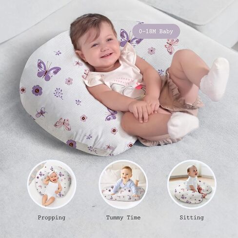 Little Grape Land Muslin Nursing Pillow, Soft 100% Cotton Breastfeeding Pillow with Breathable Cotton Removable Cover, Fog Flower Breast Feeding Pillows for Babies 0-12 Months with Protective Zipper in Saudi Arabia