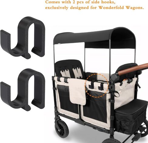 خطافات جانبية متعددة الأغراض لعربة Wonderfold، 2 حزمة من ملحقات الخطافات القوية المتوافقة مع Wonderfold Wagon W4، مثالية للسفر المنظم والموفر للمساحة in Kuwait