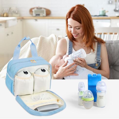PIIOSER Breastmilk Cooler Bag with Ice Pack, Compatible with Wearable Breast Pumps & Accessories - Portable Pumps Carrying Case for Nursing & Working Moms, Blue in Saudi Arabia