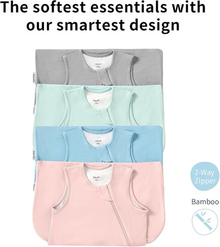 Rayon Made From Bamboo Sleep Sack 0.5 Tog 6-12 Months Summer Sleep Sack 2-Way Zipper Super Soft Viscose Sleeping Bag Lightweight Baby Wearable Blanket Thin (2 Pack) in Saudi Arabia