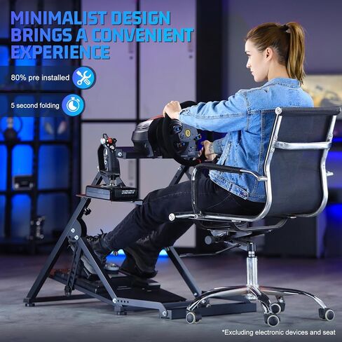 حامل عجلة قيادة سباق الطيران القابل للطي من Marada متوافق مع أجهزة ألعاب Logitech/Thrustmaster/PXN، دعامة قمرة القيادة المستقرة القابلة للتعديل، الجهاز الإلكتروني غير متضمن in Kuwait