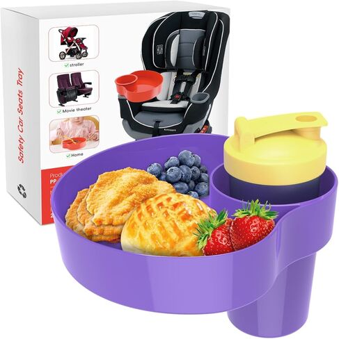 Kids Car Seat Snack Tray, Travel Tray for Kids Car Seat with Cup Holder, Toddlers Road Trip Essential Travel Snacks Food Plate Tray for Stroller, Safety Seats (Aqua green) in Kuwait