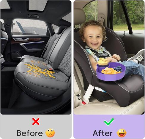 Kids Car Seat Snack Tray, Travel Tray for Kids Car Seat with Cup Holder, Toddlers Road Trip Essential Travel Snacks Food Plate Tray for Stroller, Safety Seats (Aqua green) in Kuwait