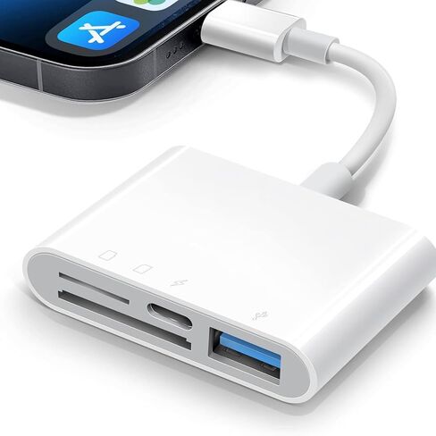 قارئ بطاقة SD لجهاز iPhone/Ipad، قارئ بطاقة الذاكرة Aieloar 4 في 1 مع USB لمنفذ إمداد الطاقة in Kuwait