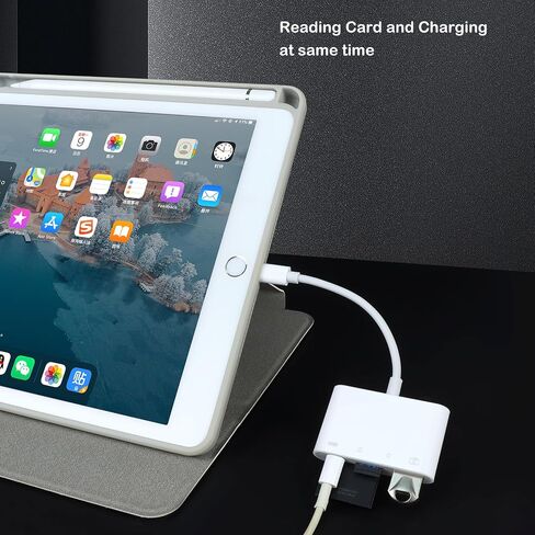 قارئ بطاقة SD لجهاز iPhone/Ipad، قارئ بطاقة الذاكرة Aieloar 4 في 1 مع USB لمنفذ إمداد الطاقة in Kuwait
