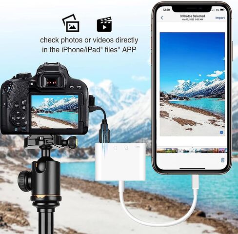 قارئ بطاقة SD لجهاز iPhone/Ipad، قارئ بطاقة الذاكرة Aieloar 4 في 1 مع USB لمنفذ إمداد الطاقة in Kuwait
