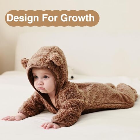 XIFAMNIY Newborn Baby Winter Snowsuit - Bear Outfit Fleece Warm Jumpsuit Romper Hooded Clothes for Infant Girls Boys in Saudi Arabia