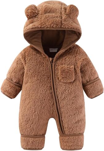 XIFAMNIY Newborn Baby Winter Snowsuit - Bear Outfit Fleece Warm Jumpsuit Romper Hooded Clothes for Infant Girls Boys in Saudi Arabia