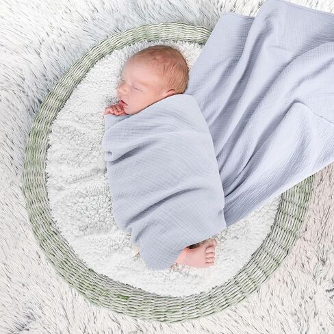 Muslin Swaddle Blanket Baby,100% Cotton Baby Receiving Blanket Soft Thin Baby Swaddle Blanket for Unisex Newborn 40x40in 2Pack (Navy Blue) in Saudi Arabia