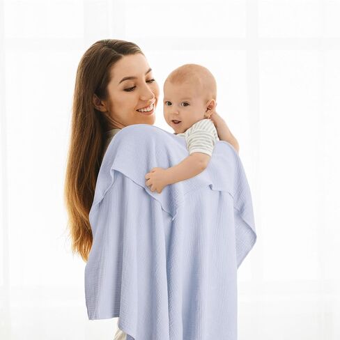 Muslin Swaddle Blanket Baby,100% Cotton Baby Receiving Blanket Soft Thin Baby Swaddle Blanket for Unisex Newborn 40x40in 2Pack (Navy Blue) in Saudi Arabia