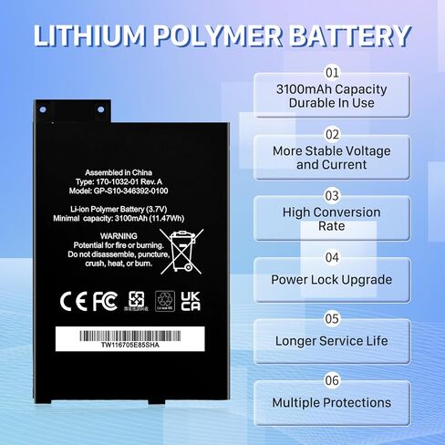بطارية لـ GP/S10/346392/0100، (2024 مطورة) بطارية ليثيوم بوليمر فائقة السعة 3100 مللي أمبير في الساعة بديلة لـ K3 S11/GTSF/01A K3 170/1032/00 170/1032/01 مع مجموعة أدوات الإصلاح in Kuwait