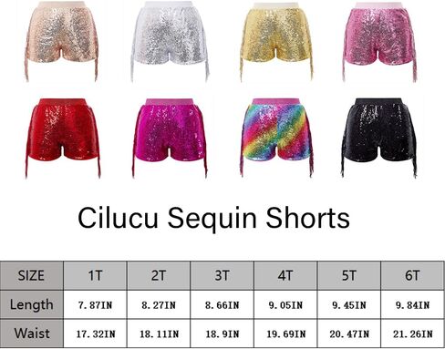 Cilucu Girls Sequin Shorts Toddler Baby Sparkly Party Tessel Summer Short Pants Kids Halloween Birthday Bottoms in Saudi Arabia