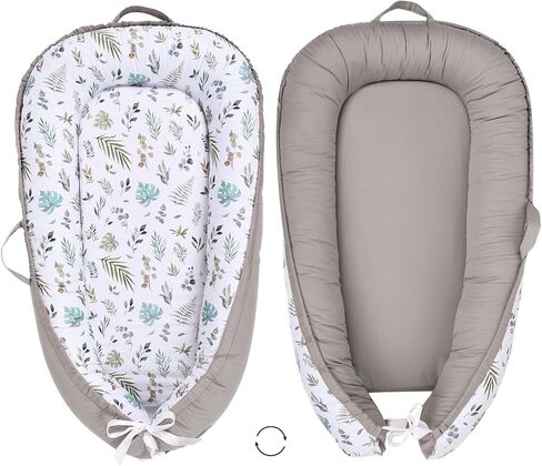 غطاء أريكة للأطفال حديثي الولادة، غطاء أريكة للأطفال حديثي الولادة لمدة 0-12 شهرًا، غطاء عش الطفل المحمول، غطاء مقعد ناعم ومسامي للرضع من سناجل مي لأرضية الأطفال حديثي الولادة (ورقة) in Kuwait