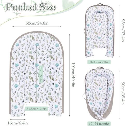 غطاء أريكة للأطفال حديثي الولادة، غطاء أريكة للأطفال حديثي الولادة لمدة 0-12 شهرًا، غطاء عش الطفل المحمول، غطاء مقعد ناعم ومسامي للرضع من سناجل مي لأرضية الأطفال حديثي الولادة (ورقة) in Kuwait