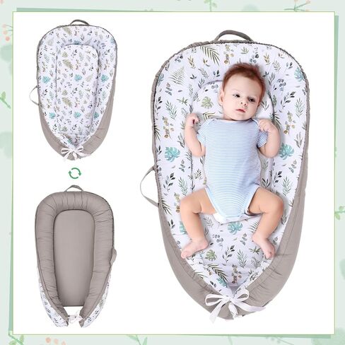 غطاء أريكة للأطفال حديثي الولادة، غطاء أريكة للأطفال حديثي الولادة لمدة 0-12 شهرًا، غطاء عش الطفل المحمول، غطاء مقعد ناعم ومسامي للرضع من سناجل مي لأرضية الأطفال حديثي الولادة (ورقة) in Kuwait