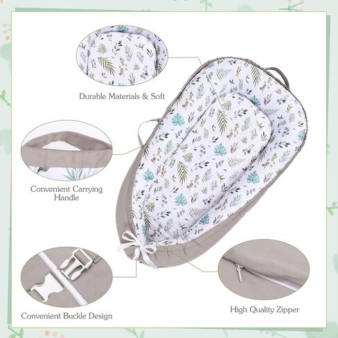 غطاء أريكة للأطفال حديثي الولادة، غطاء أريكة للأطفال حديثي الولادة لمدة 0-12 شهرًا، غطاء عش الطفل المحمول، غطاء مقعد ناعم ومسامي للرضع من سناجل مي لأرضية الأطفال حديثي الولادة (ورقة) in Kuwait